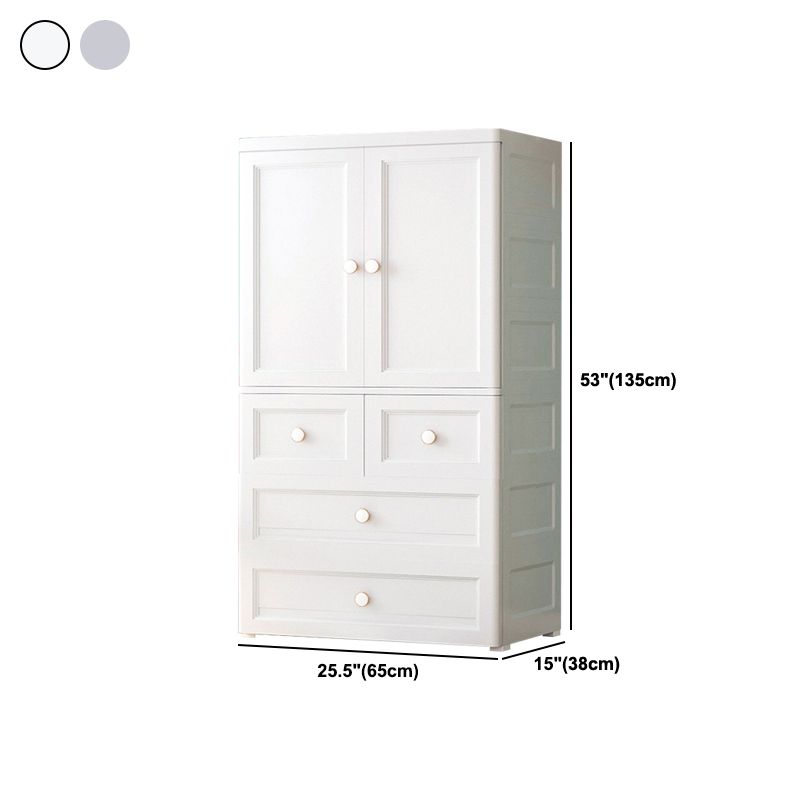White and Grey Wardrobe Armoire Contemporary Plastic Wardrobe Clearhalo 'Armoires & Wardrobes' 'armoires_wardrobes' 'Bedroom Furniture' 'furn' 'furn_armoires_wardrobes' 'Furniture' 1200x1200_3dd8125f-6d1e-4095-b307-6e05ef8c0a3a