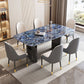 Mesa de comedor con pedestal doble, mesa de comedor rectangular para cocina