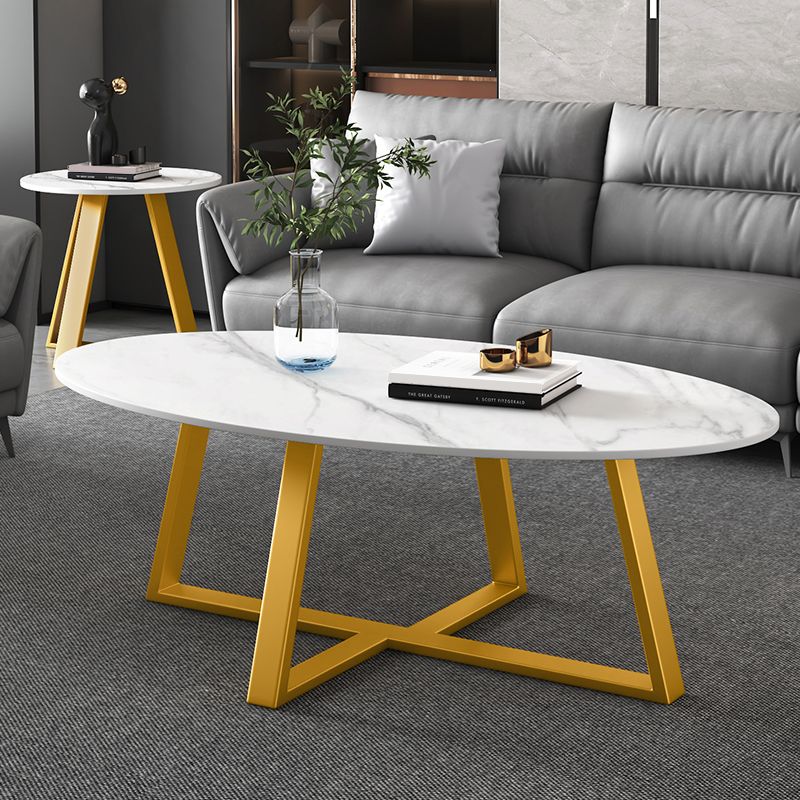 Slate Oval Coffee Table Cross Legs Single Table for Living Room Clearhalo 'Coffee & Accent Tables' 'Coffee Tables' 'coffee_tables' 'furn' 'furn_coffee_tables' 'Furniture' 'Living Room Furniture' 1200x1200_3dddeb4b-87ea-4f40-a47c-d6f53a6b99c8