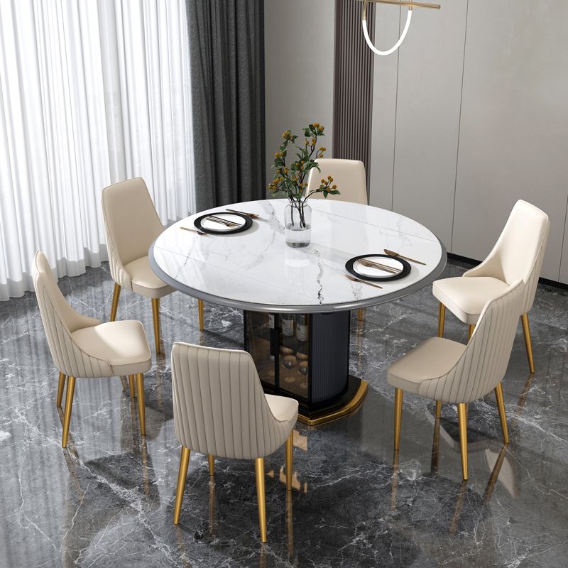 Glam Style Side Chair Parsons Leather Dining Chair with Gold Frame Clearhalo 'Dining Chairs' 'Dining Tables & Seating' 'dining_chair' 'furn' 'furn_dining_chair' 'Furniture' 'Kitchen & Dining Furniture' 1200x1200_3ddfb6e9-c515-4ae9-8c5c-00b40cf15044