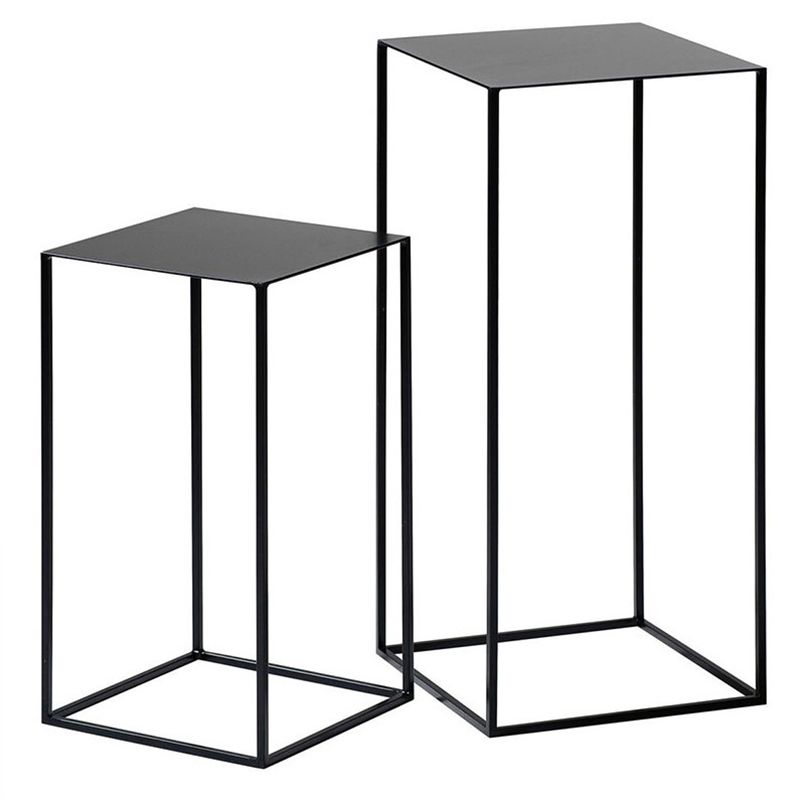 Mid-Century Modern Metal Square Top Side Table Iron Frame End Table