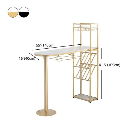 Modern Iron Bistro Table White Faux Marble Top Indoor Bar Dining Table with Wine Rack Clearhalo 'Bar Furniture' 'Bar Tables' 'bar_tables' 'furn' 'furn_bar_tables' 'Furniture' 'furniture_bar_tables' 'Kitchen & Dining Furniture' 1200x1200_3de1d44c-ae59-4a6a-baef-bc4dfd8d3b48