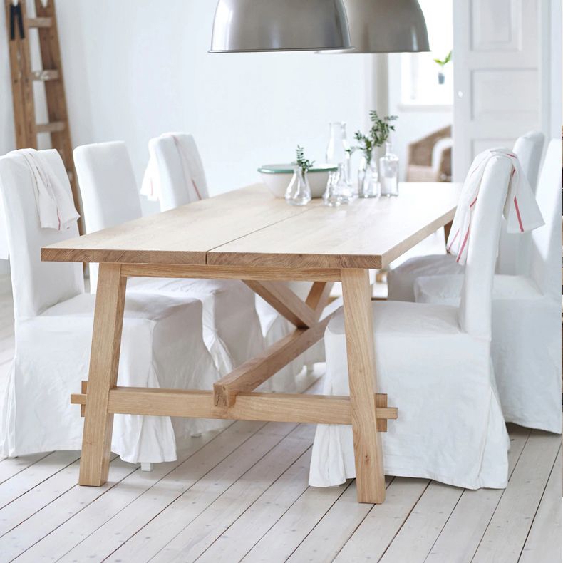 Simple Solid Wood Rectangle Shape Dining Table Khaki Standard Dining Table with Trestle Base Clearhalo ' dining_table' 'Dining Tables & Seating' 'Dining Tables' 'furn' 'furn_dining_table' 'Furniture' 'furniture_dining_table' 'Kitchen & Dining Furniture' 'kitchen&dining_furn' 'kitchen' 'kitchen_dining_table' 1200x1200_3de20b2b-3570-4d25-94d2-d44ce414289d