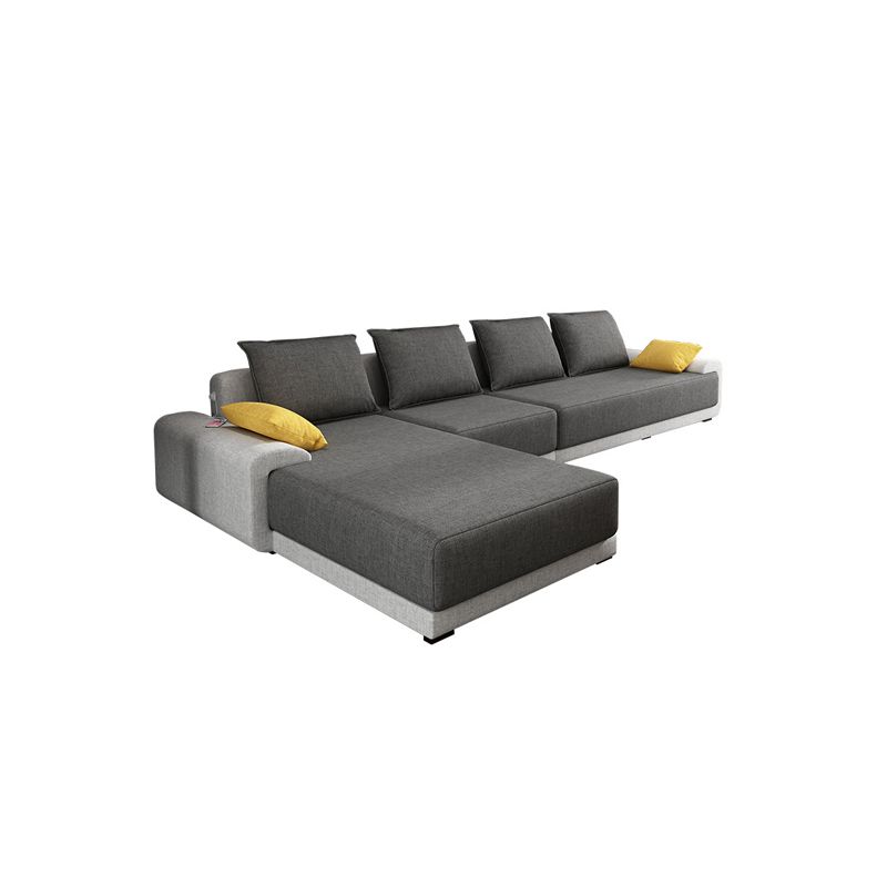 130x71x27.5 Modern Linen Sectional Pillow Top Arm Sectional for Living Room Clearhalo 'furn' 'furn_sectionals' 'Furniture' 'furniture_sectionals' 'kitchen' 'kitchen_sectionals' 'Living Room Furniture' 'Sectionals' 1200x1200_3de320b6-2365-4ca0-98f7-5b5d477ac4c3