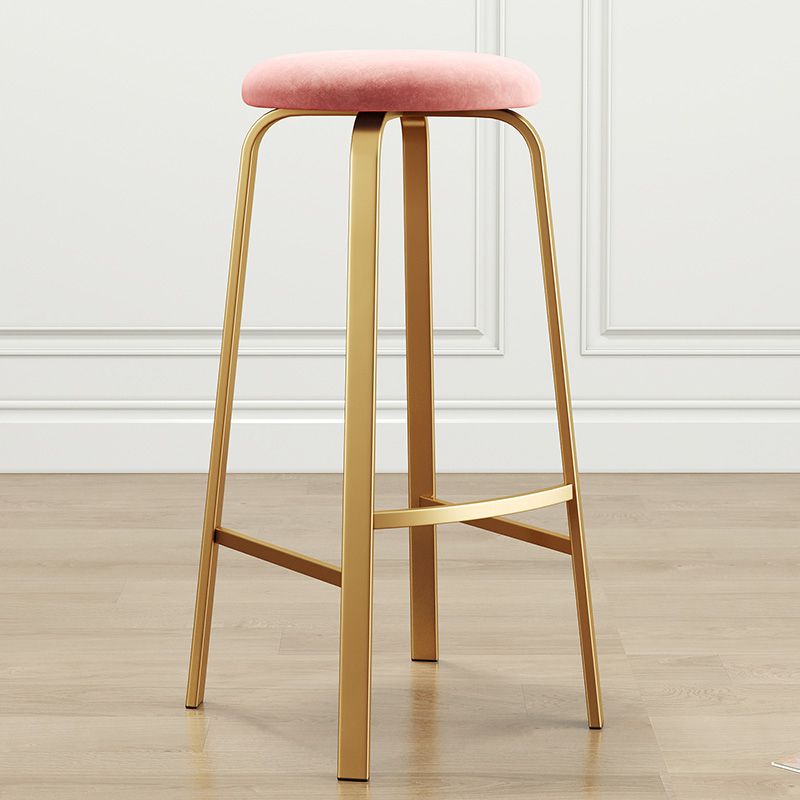 Nordic Armless Backless Counter Stool Iron Cafe Bar Stool with Cushion and Pedal Clearhalo 'Bar Furniture' 'Bar Stools' 'bar_stools' 'furn' 'furn_bar_stools' 'Furniture' 'furniture_bar_stools' 'Kitchen & Dining Furniture' 1200x1200_3de3c937-a757-4fd4-b82e-a43c0e251f1a