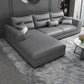 Faux Leather Sectional Stain-Resistant Square Arm Sectional with Pillowed Back Cushions