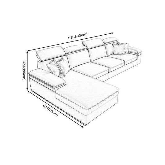 Fabric Pillow Top Arm Sofa 118.11"Lx 66.93"W x 37.4"H Cushion Back Sectionals with Chaise Clearhalo 'furn' 'furn_sectionals' 'Furniture' 'furniture_sectionals' 'Living Room Furniture' 'Sectionals' 1200x1200_3de4325b-eb8a-4cac-8548-5ecd5dbd0aed