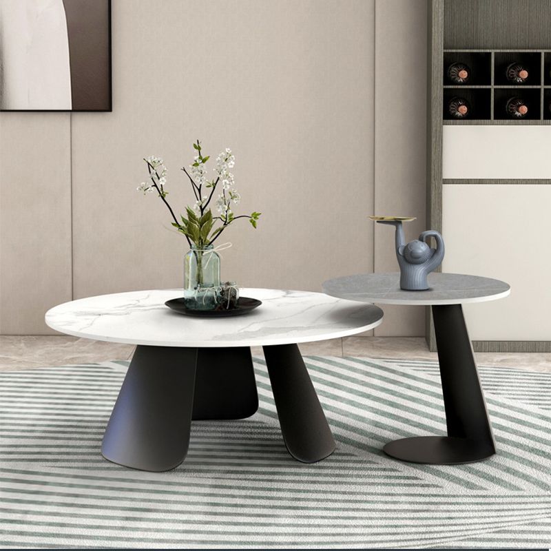 Slate and Metal Round 3 Legs Coffee Table Modern Table for Living Room Clearhalo 'Coffee & Accent Tables' 'Coffee Tables' 'coffee_tables' 'furn' 'furn_coffee_tables' 'Furniture' 'Living Room Furniture' 1200x1200_3de518b5-4087-4dfa-a0be-871e6346585c