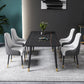 Rectangle Dining Table White and Black Stone Modern Dining Table