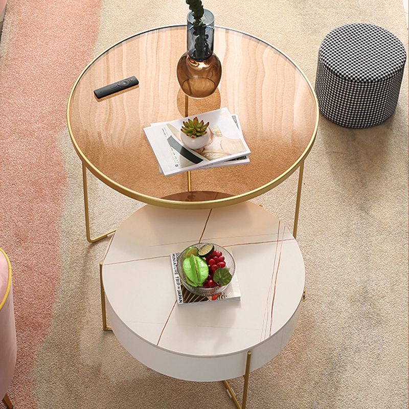 Glass and Slate Cross Legs Coffee Table Modern Round Table for Living Room Clearhalo 'Coffee & Accent Tables' 'Coffee Tables' 'coffee_tables' 'Furniture' 'furniture_coffee_tables' 'Living Room Furniture' 1200x1200_3de96c48-5e12-4a75-8e76-7eeac0221cd9