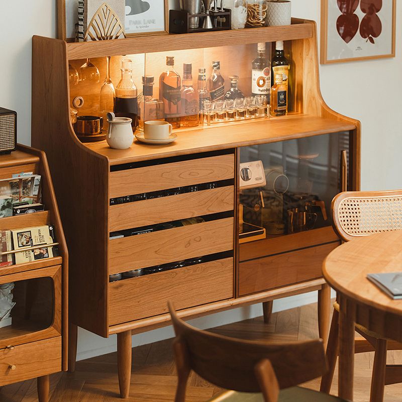 Portes en verre de style moderne Table buffet en bois massif avec 5 tirages