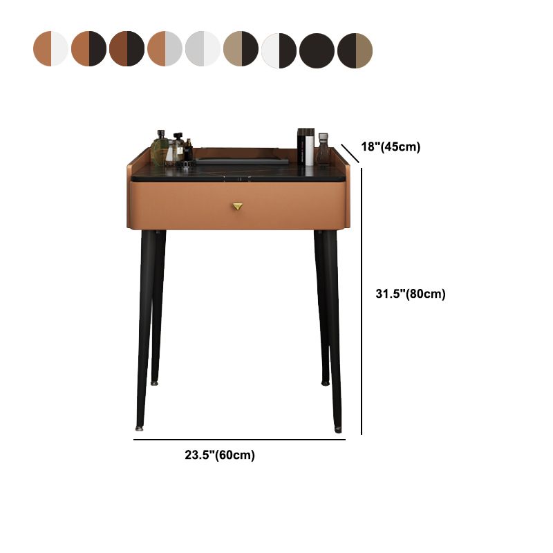 Vanity Stone/Wood Makeup Dressing Table Stool Set Black/ White Top - 31.1" H