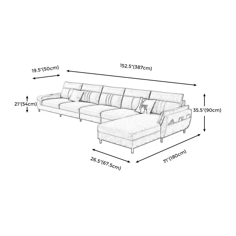 Square Arm Dark Gray Cushion Back Storage Stain-Resistant Sofa Clearhalo 'furn' 'furn_sectionals' 'Furniture' 'Living Room Furniture' 'Sectionals' 1200x1200_3dedb1cb-66b9-4d05-92ca-c4e725bec7f6