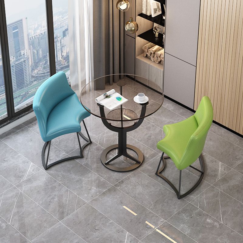 Modern Style Glass Dining Table Black Round Dinner Table with Pedestal Base Clearhalo ' dining_table' 'Dining Tables & Seating' 'Dining Tables' 'furn' 'furn_dining_table' 'Furniture' 'furniture_dining_table' 'Kitchen & Dining Furniture' 'kitchen&dining_furn' 'kitchen' 'kitchen_dining_table' 1200x1200_3deee664-12ad-4430-8111-3b6b90f43815