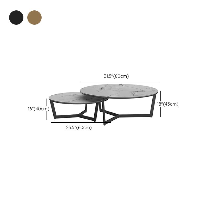 Contemporary Frame Coffee Table Round Slate Top Cocktail Table Clearhalo 'Coffee & Accent Tables' 'Coffee Tables' 'coffee_tables' 'furn' 'furn_coffee_tables' 'Furniture' 'Living Room Furniture' 1200x1200_3def97be-63c7-41f7-b609-58c8e39d925d
