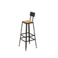 Solid Wood Dining Stools Low Back Bar Stools with Metal Legs