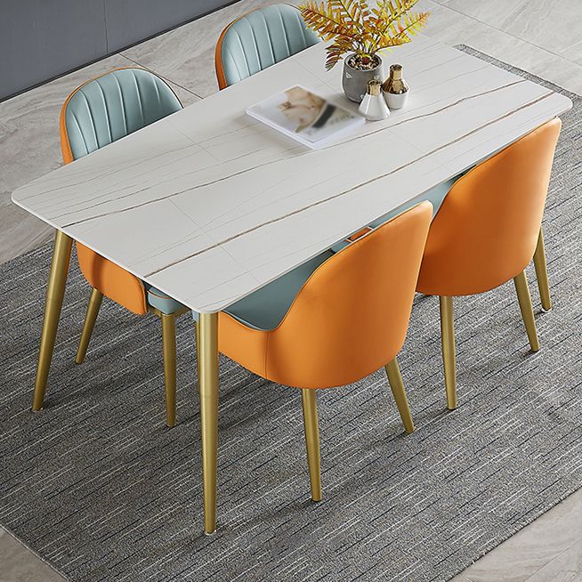 Metal and Slate Rectangular Table Glam Style Home Dining Table Clearhalo 'Dining Tables & Seating' 'Dining Tables' 'dining_table' 'furn' 'furn_dining_table' 'Furniture' 'Kitchen & Dining Furniture' 1200x1200_3df0bdb0-91e5-4ad6-9566-086e55c9720c