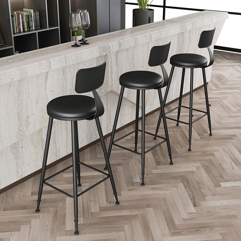 Industrial Armless Backrest Counter Stool Iron Bar Stool with Leather Cushion Clearhalo 'Bar Furniture' 'Bar Stools' 'bar_stools' 'furn' 'furn_bar_stools' 'furniture_bar_stools' 'Kitchen & Dining Furniture' 'kitchen&dining_furn' 'kitchen' 'kitchen_furn' Furniture' 1200x1200_3df17582-4749-466e-9101-be79a2ebea67