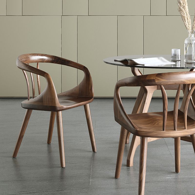 23.6'' Round Shape 4 Legs Table Modern Brown Tone Fixed Table of Glass Clearhalo ' dining_table' 'Dining Tables & Seating' 'Dining Tables' 'furn' 'furn_dining_table' 'Furniture' 'furniture_dining_table' 'Kitchen & Dining Furniture' 'kitchen&dining_furn' 'kitchen' 'kitchen_dining_table' 1200x1200_3df46ea8-ea5f-46d1-ab97-fc0a8f57f586