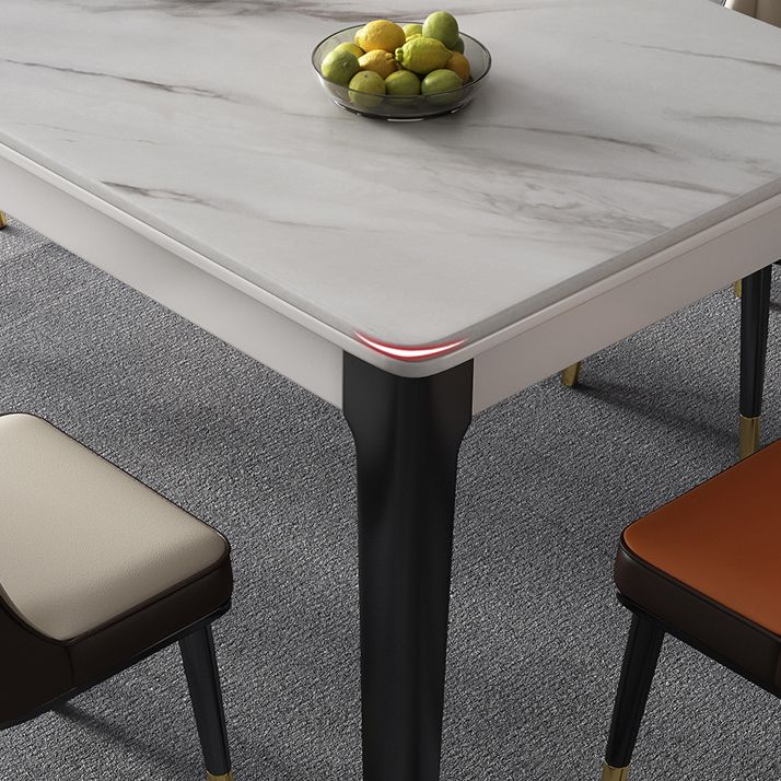 Mid-Century Rectangle Dining Table Sintered Stone Table with 4 Legs Base Clearhalo ' dining_table' 'Dining Tables & Seating' 'Dining Tables' 'furn' 'furn_dining_table' 'Furniture' 'furniture_dining_table' 'Kitchen & Dining Furniture' 'kitchen&dining_furn' 'kitchen' 'kitchen_dining_table' 1200x1200_3df6f3a5-2c6c-4a97-8eb9-bc21a639e6c3
