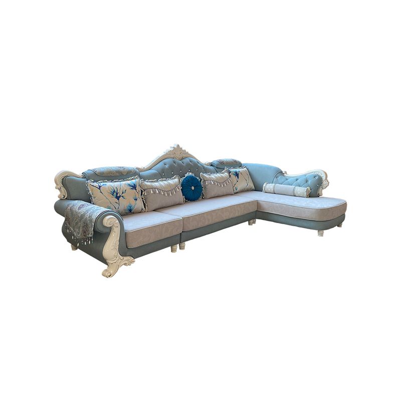 133.86"L x 74.8"W x 47.24"H Glam 5-Seat Cushion Back Sectional Rolled Arm Sofa and Chaise Clearhalo 'furn' 'furn_sectionals' 'Furniture' 'furniture_sectionals' 'Living Room Furniture' 'Sectionals' 1200x1200_3df72f2b-ae84-495c-b31c-8d270c586060