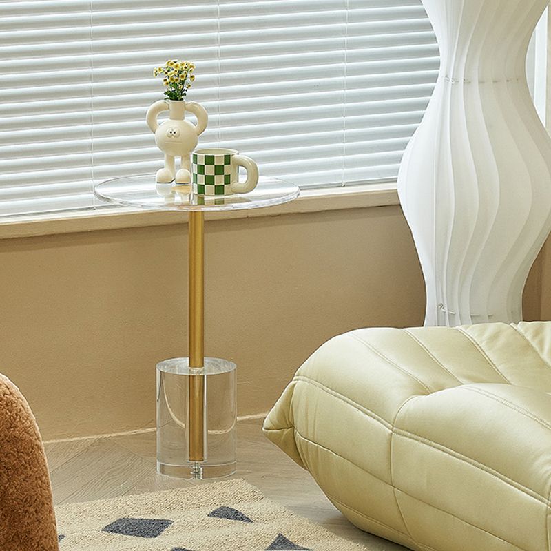 Glam Sofa Side Accent Table Plastic Clear Round Living Room Corner Table