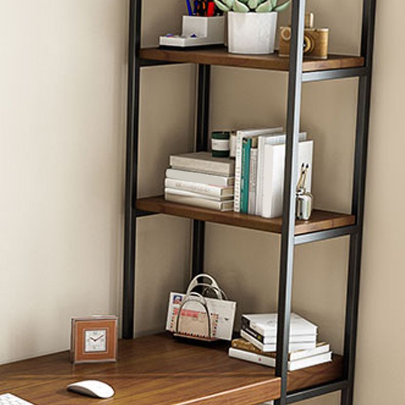 Scrivania in legno massello marrone industriale gambe in metallo da ufficio