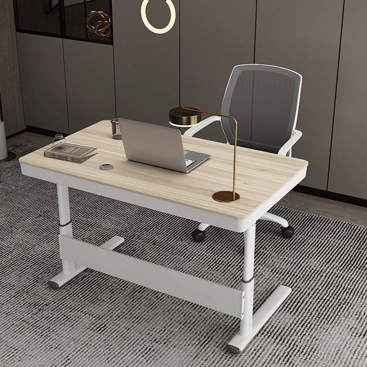 Zeitgenössischer Stand Desk Converter White Metal Trestle Base Desk für Büro