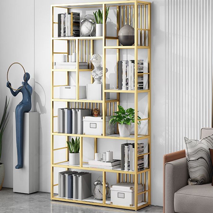 Contemporary 70.87" H Metal Shelf Open Bookcase for Living Room Clearhalo 'Bookcases' 'furn' 'furn_bookcases' 'Furniture' 'Office Furniture' 1200x1200_3dfb502d-7a91-4a2e-9014-a72a606e087f
