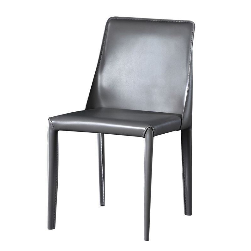 Faux Leather Contemporary Home Side Chair Matte Finish Solid Back Dining Chair