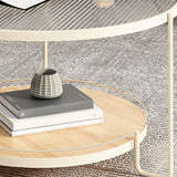 Glass Round Coffee Table 3 Legs Base Type Cocktail Table with Storage