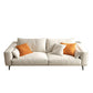 Square Arm Loose Back Sofa and Chaise Slipcovered White Fabric Sofa