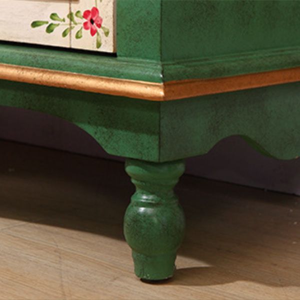 47.2" Tall 2/3 - Door Hand Painted Accent Cabinet with Drawers - Wood