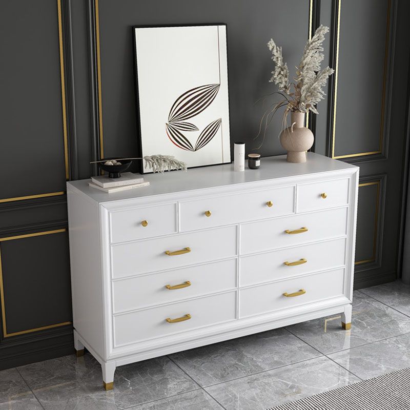 Commode en bois massif avec coffre de rangement Classic Glam de 17,55 pouces avec 5/7/9 tiroirs