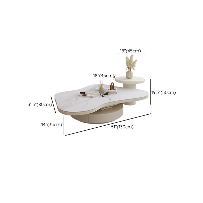 31" Wide Contemporary Coffee Table White Coffee Cocktail Table with Storage