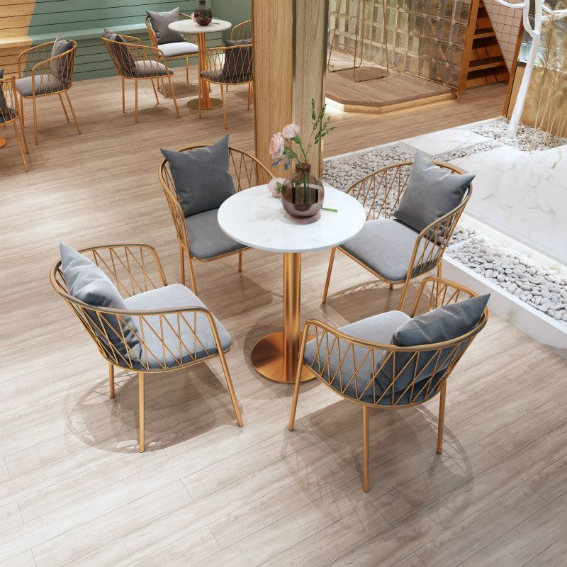 Glam Style Faux Marble Dining Set Round 1/2/3/4/5 Pièces Pièces Ensemble pour Utilisation à domicile