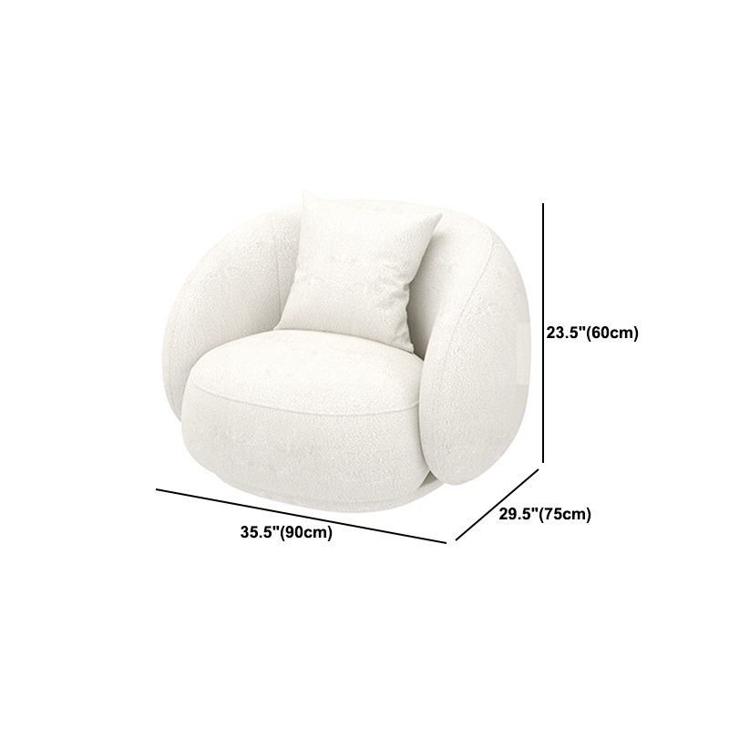 Sofá curva de lana blanca sofá de brazo inclinado moderno para sala de estar