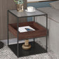 Square Glass Frame Side Table with Storage Shelves - 16.93" W