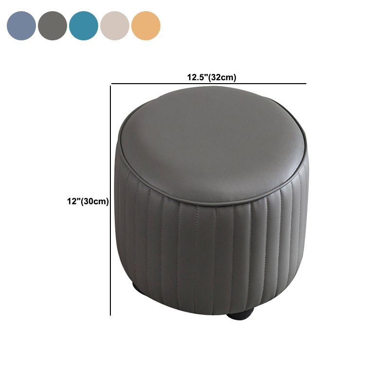 Contemporary Pouf Ottoman Genuine Leather Upholstered Solid Color Cylinder Shape Ottoman Clearhalo 'furn' 'furn_ottomans_poufs' 'Furniture' 'Living Room Furniture' 'Ottomans & Poufs' 'ottomans_poufs' 1200x1200_3e10cc22-d31f-4a35-bf56-aa8c28df707e