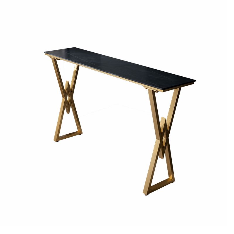 Stone Bar Table Glam Rectangle Bar Dining Table with Double Pedestal for Living Room Clearhalo 'Bar Furniture' 'Bar Tables' 'bar_tables' 'furn' 'furn_bar_tables' 'Furniture' 'Kitchen & Dining Furniture' 1200x1200_3e114709-a315-40e0-8591-25d26fa65c78