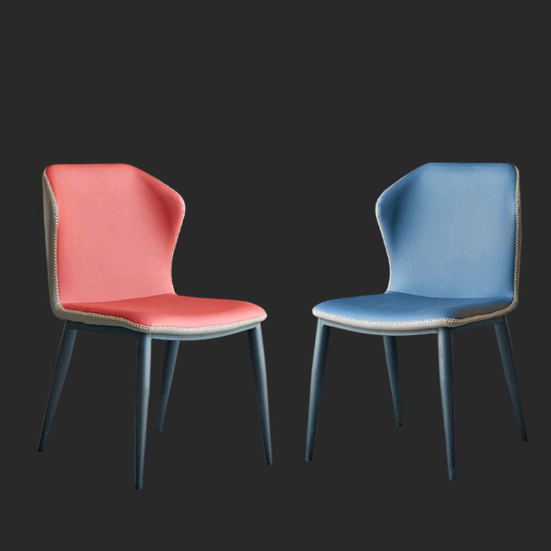 工業デザインウィングバックアームレスチェアフェイクレザーダイニングチェア