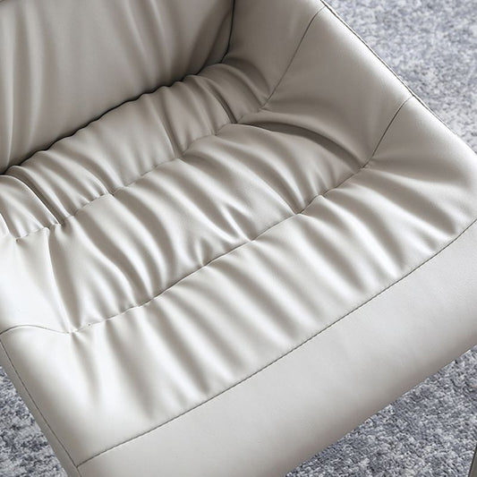 白い布張りのダイニングチェアコンテンポラリーキッチンダイニングアームレスチェア