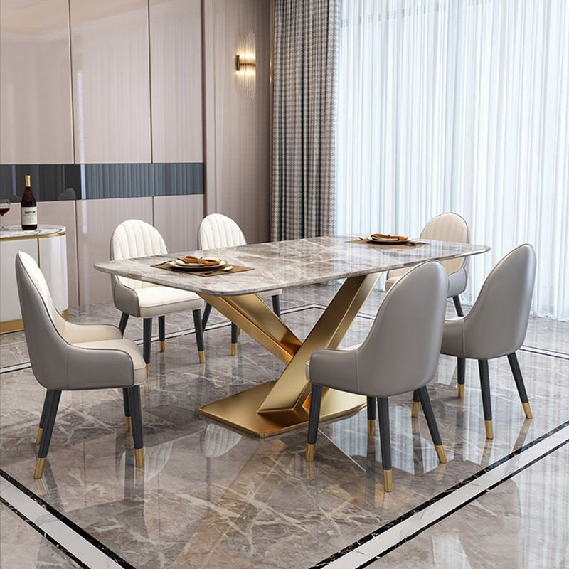 Luxury Sintered Stone Top Dining Set Rectangle 1/4/5/7 Pieces Kitchen Table with Chairs Clearhalo 'Dining Room Sets' 'Dining Tables & Seating' 'dining_room_set' 'Furniture' 'furniture_dining_room_set' 'Kitchen & Dining Furniture' 1200x1200_3e121d5b-abae-44fa-af70-621182fbf5de