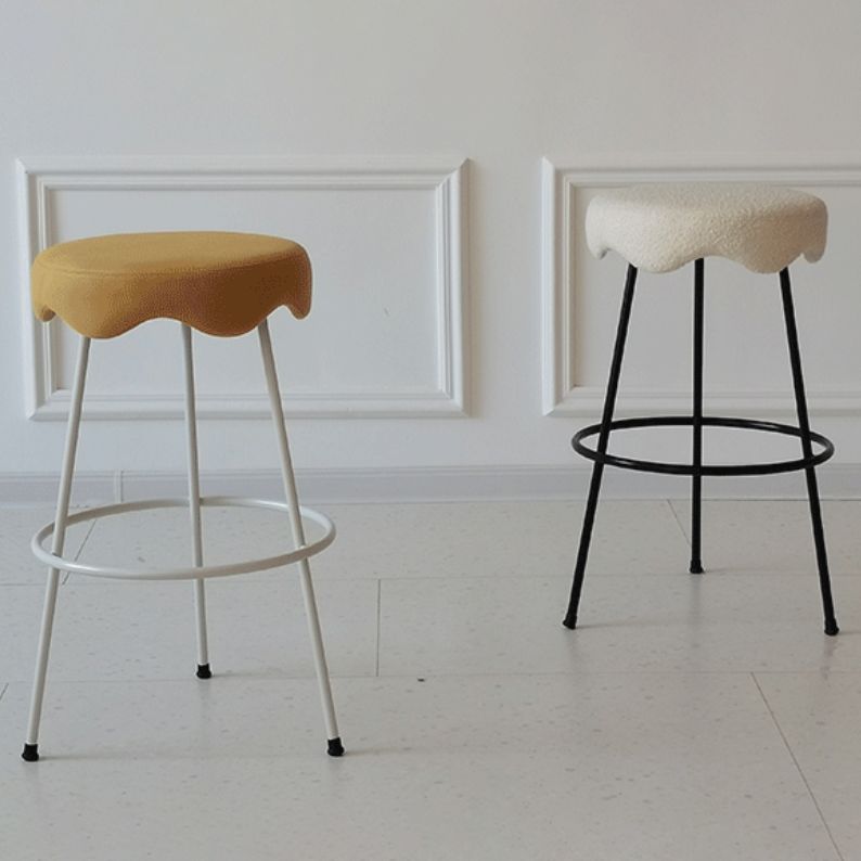 Modern Armless Backless Counter Stool Iron Cafe Bar Stool with Flannel Cushion and Pedal Clearhalo 'Bar Furniture' 'Bar Stools' 'bar_stools' 'furn' 'furn_bar_stools' 'Furniture' 'furniture_bar_stools' 'Kitchen & Dining Furniture' 1200x1200_3e1537ec-d923-4f04-affd-771ff3b73e9c