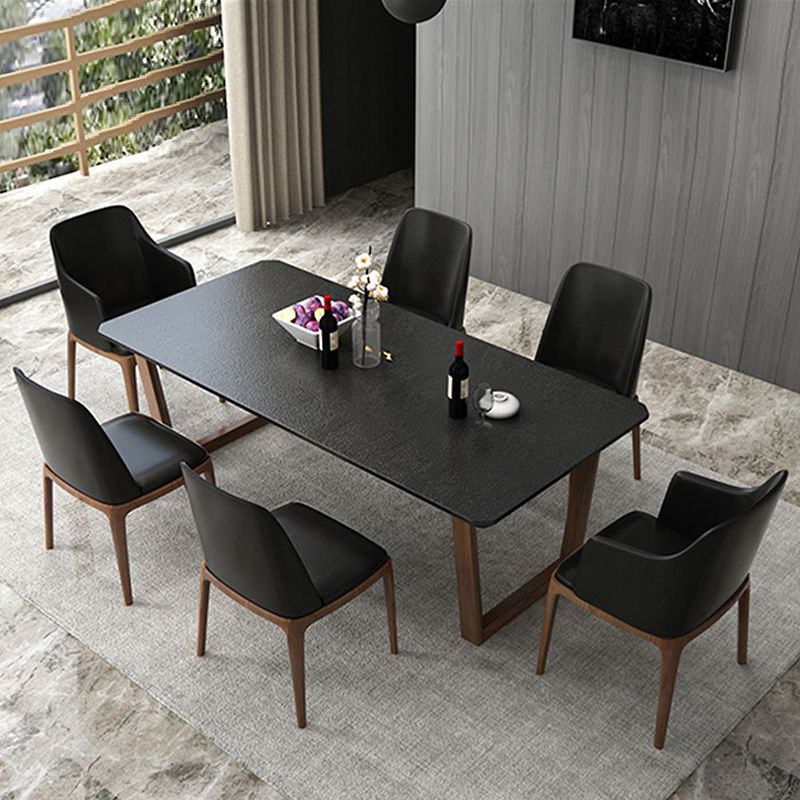 Industrial Stone Kitchen Dinner Table Rectangle Sled Base Dining Table Clearhalo 'Dining Tables & Seating' 'Dining Tables' 'dining_table' 'furn' 'furn_dining_table' 'Furniture' 'Kitchen & Dining Furniture' 1200x1200_3e162f81-5614-42a5-bd47-6fed63e08ee3
