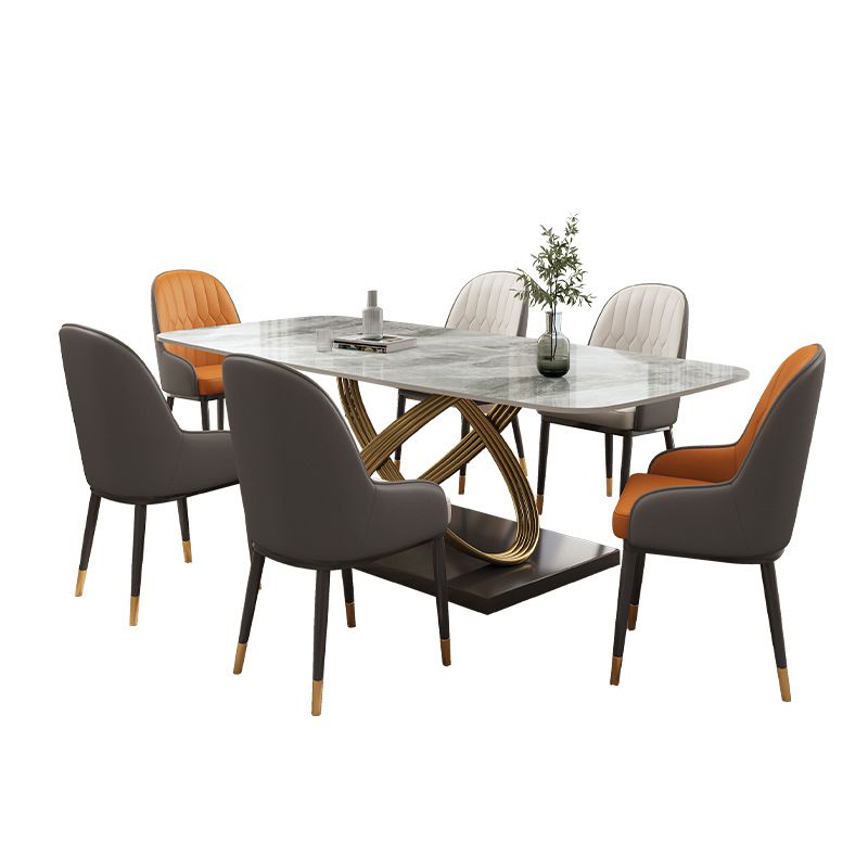 Table de salle à manger en pierre rectangulaire de Table de dinette de Style Glam pour la maison