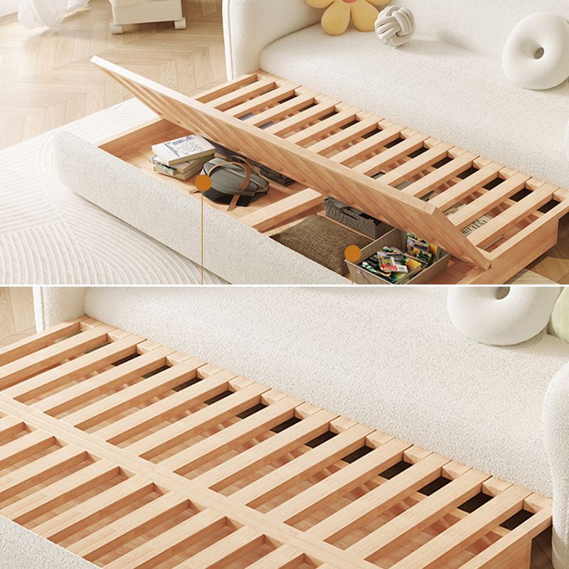 Divano per dormiente futon in lana bianca glam con deposito in legno massiccio
