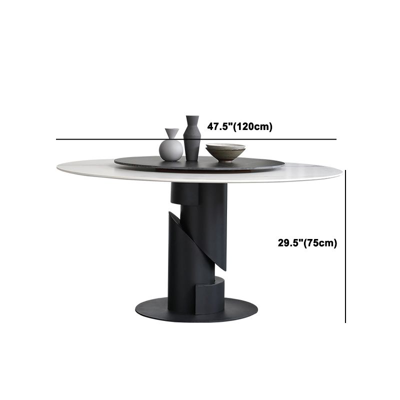 Set di dinette in pietra sinterizzato moderno 1/3/4/5/7 pezzi tavolo da pranzo rotondo con giradischi