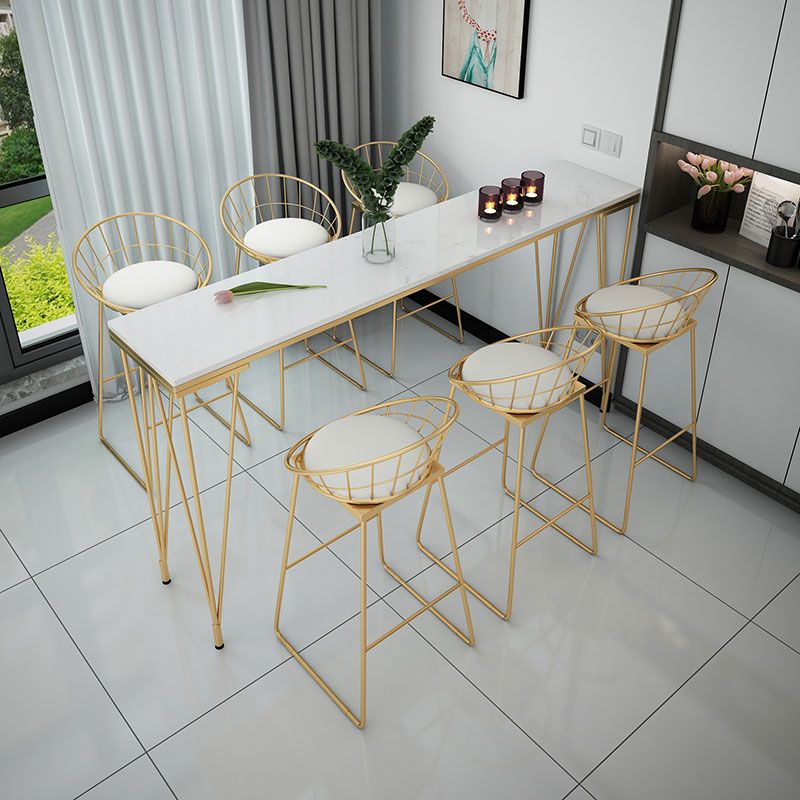 Glam Style Rectangle Bar Table Bar-Height Bistro Pub Table with 4 Legs Clearhalo 'Bar Furniture' 'Bar Tables' 'bar_tables' 'furn' 'furn_bar_tables' 'Furniture' 'Kitchen & Dining Furniture' 1200x1200_3e18f986-74d7-4238-906d-7601f5b54e0a