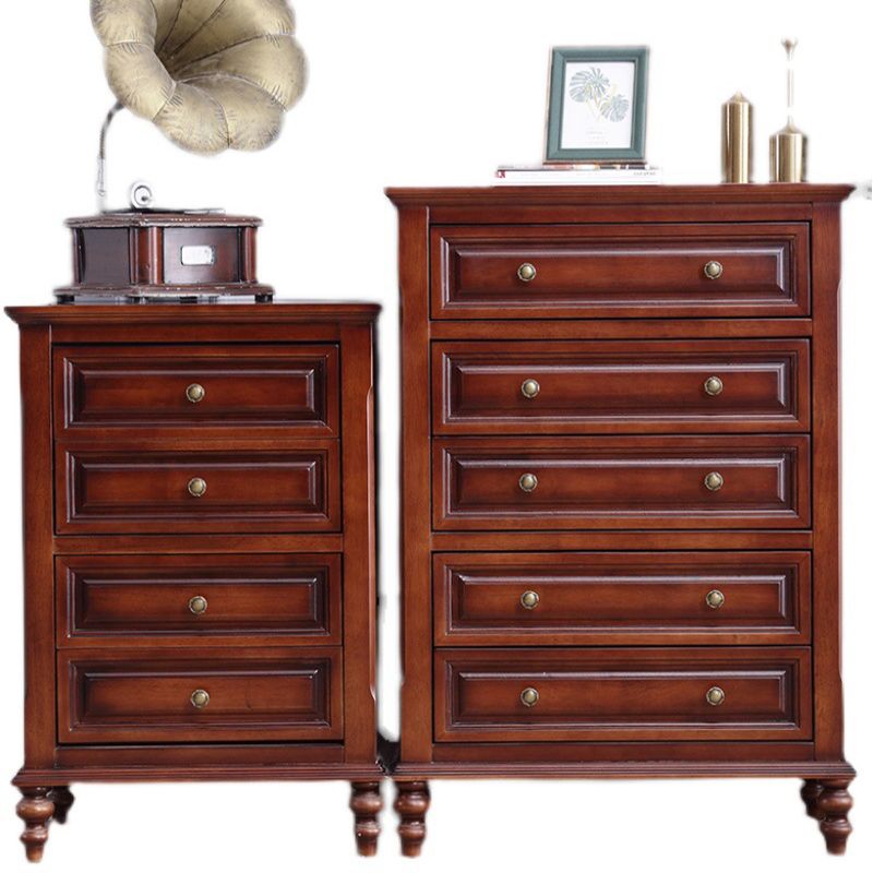 Media de acento marrón moderno acento de madera goma 4/5/6 - cofre de cajón